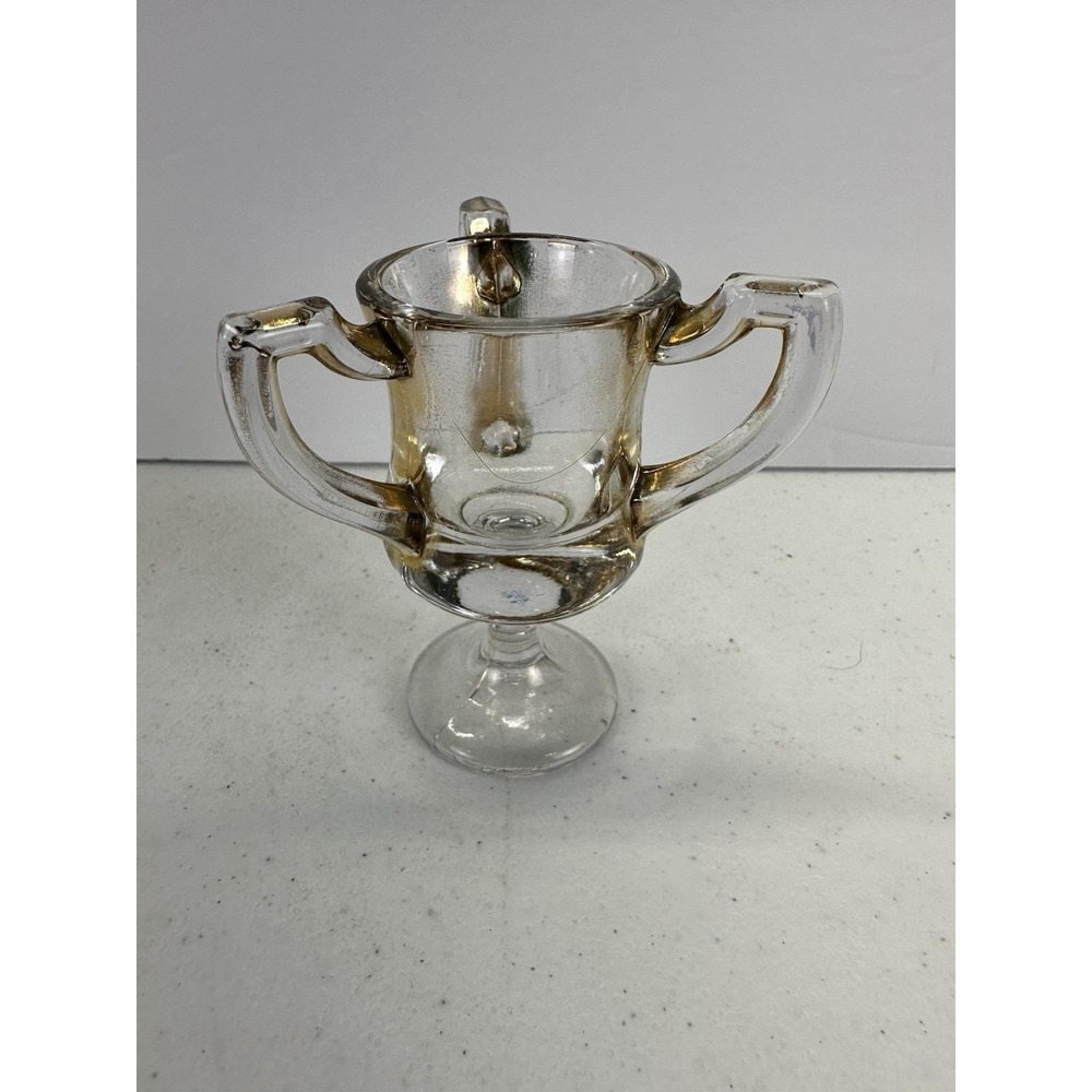 Antique 1898 US Glass Minnesota EAPG 3 Handle Toothpick Holder Gold Trim